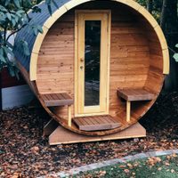 Vorschaubild: 
Saunafass Balance im Garten Herbststimmung