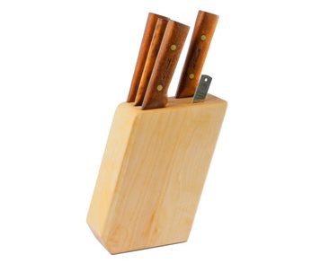 6-Teiliges Küchenmesser Set - die ganze ASTRID Serie von Roselli in einem Block aus Massivholz