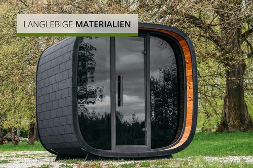 Vorschaubild: 
Exklusiv Saunafass Round Cube Mini Massivholz schwarze Verglasung