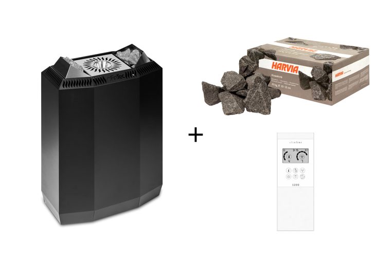 Beheizung Elektroofen Kaisa schwarz 8kW mit Komfortsteuerung inkl. 20kg Steine-2
