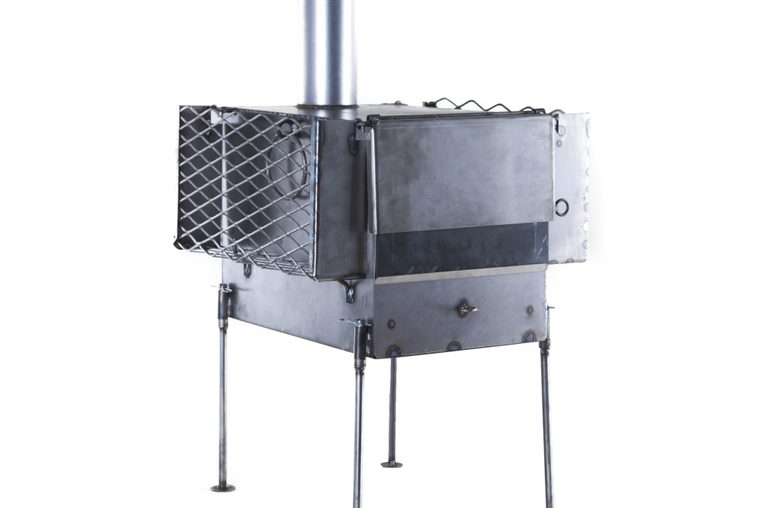 Option: Zeltsaunaofen mit seitlich montierten Steinracks Option: Zeltsaunaofen mit seitlich montierten Steinracks