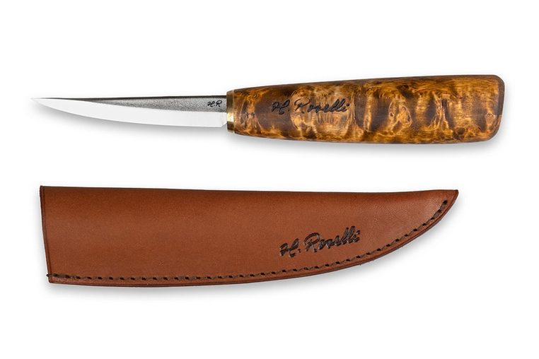 Roselli R112 Schnitzmesser mit langer Klinge und Griff aus Maserbirke.jpg Roselli R112 Schnitzmesser mit langer Klinge und Griff aus Maserbirke.jpg
