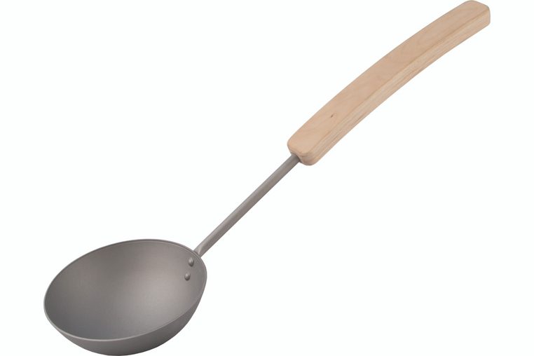 Schöpfkelle Birkensperrholzgriff Unterteil aus Aluminium Freisteller